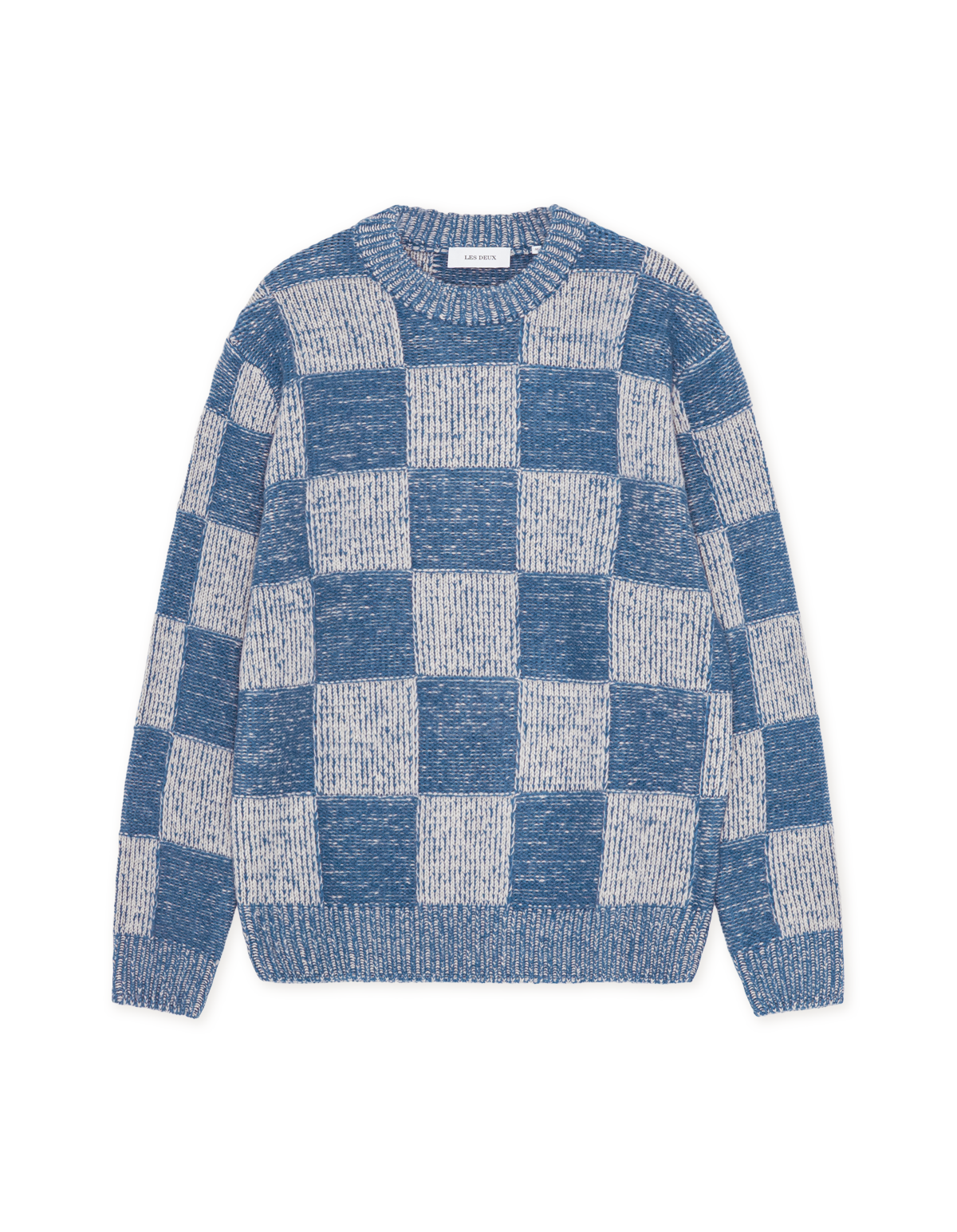 Les Deux Check Knit - Dark Denim Blue Men's Tops - Sloane Boutique