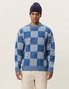 Les Deux Check Knit - Dark Denim Blue Men's Tops - Sloane Boutique