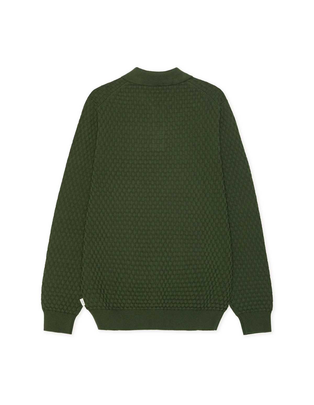 Les Deux Check Structure Knitted Long Sleeve Polo - Rifle Green Men's Tops - Sloane Boutique