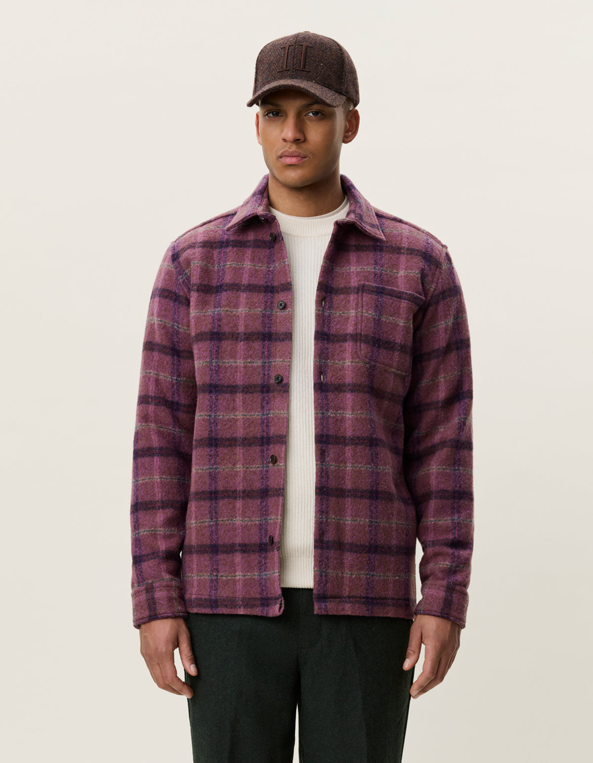 Les Deux Check Wool Overshirt - Crocus Pink Outerwear - Sloane Boutique