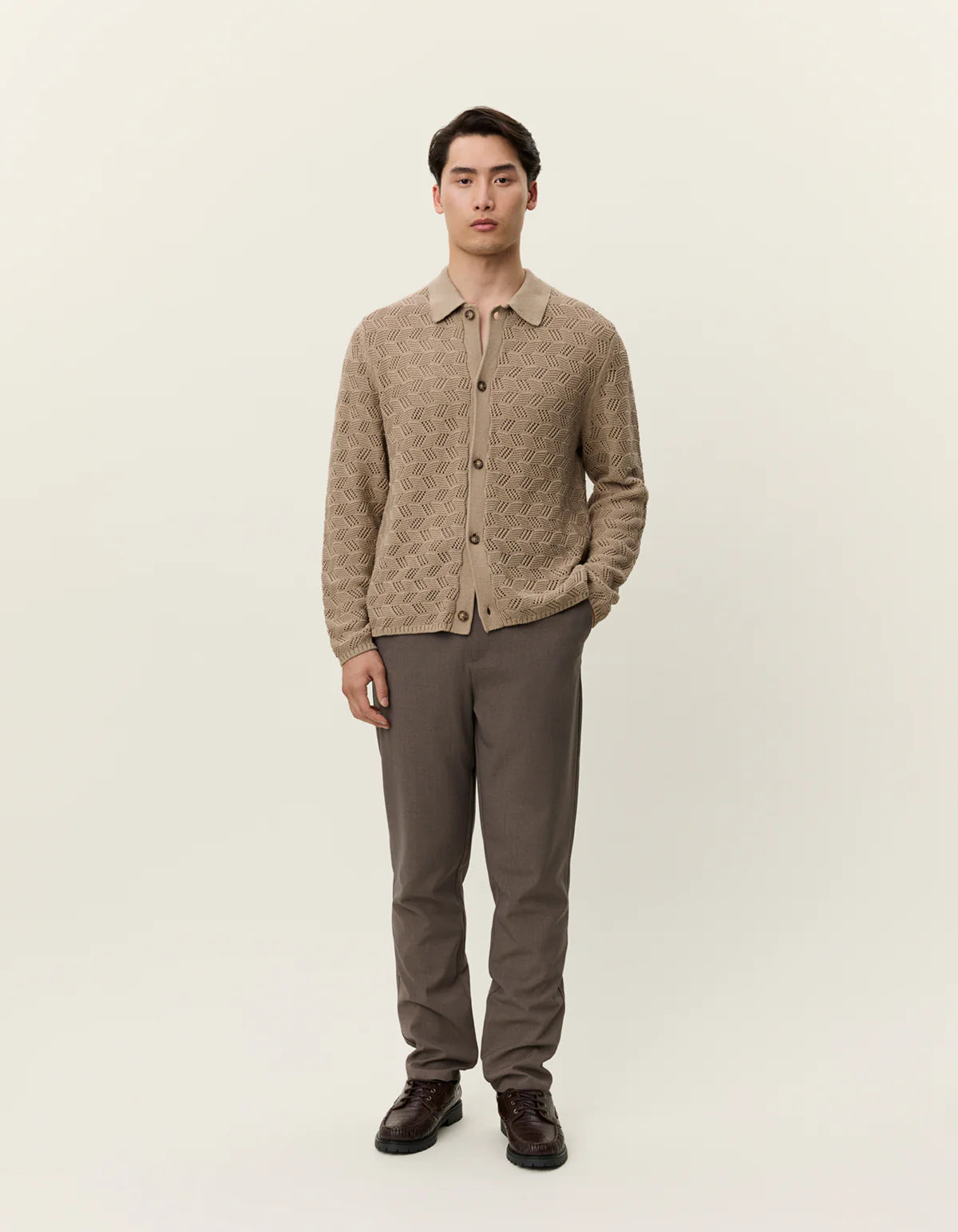 Les Deux Eloi Knit Shirt - Dark Sand Men's Tops - Sloane Boutique