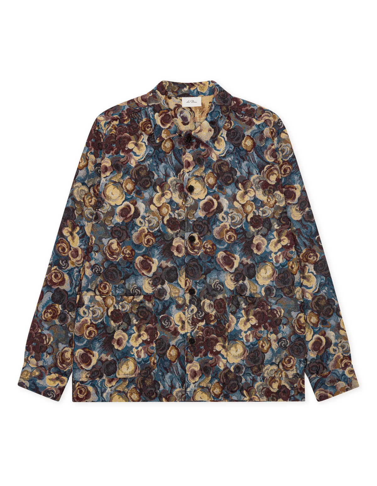 Les Deux Flower Jacquard Overshirt - Blue Outerwear - Sloane Boutique