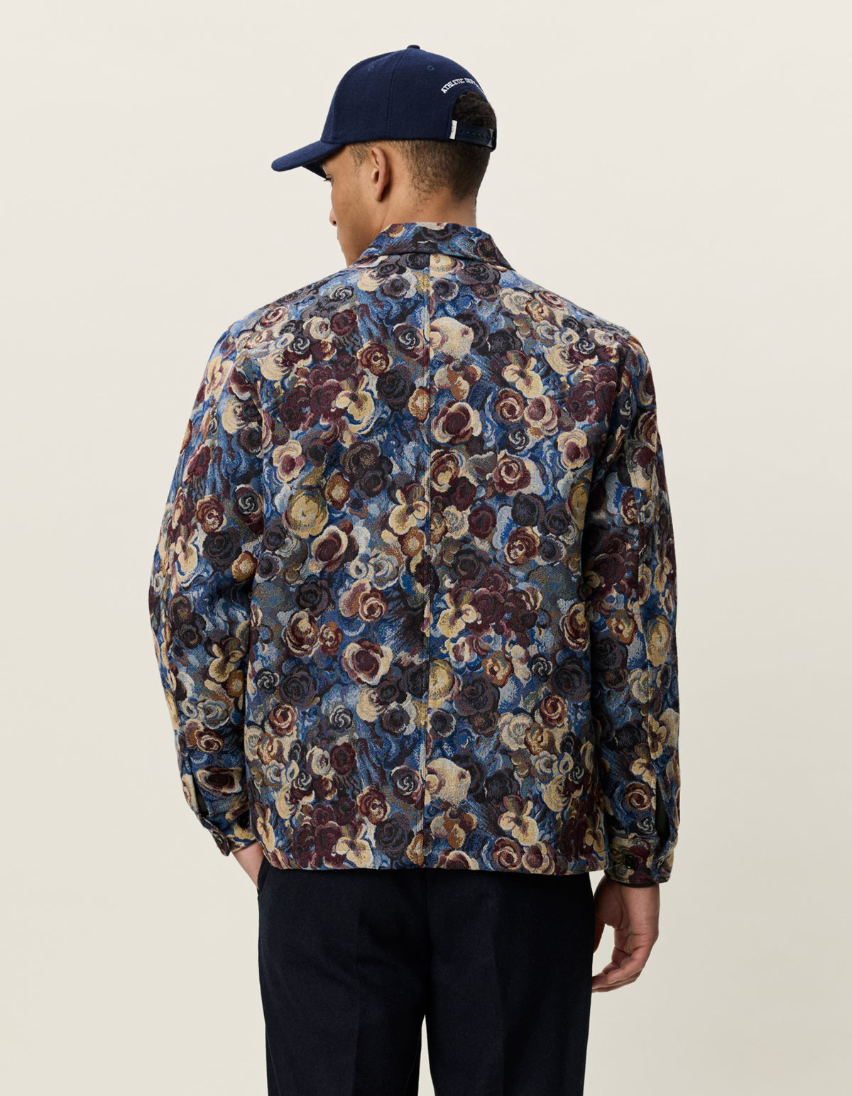 Les Deux Flower Jacquard Overshirt - Blue Outerwear - Sloane Boutique
