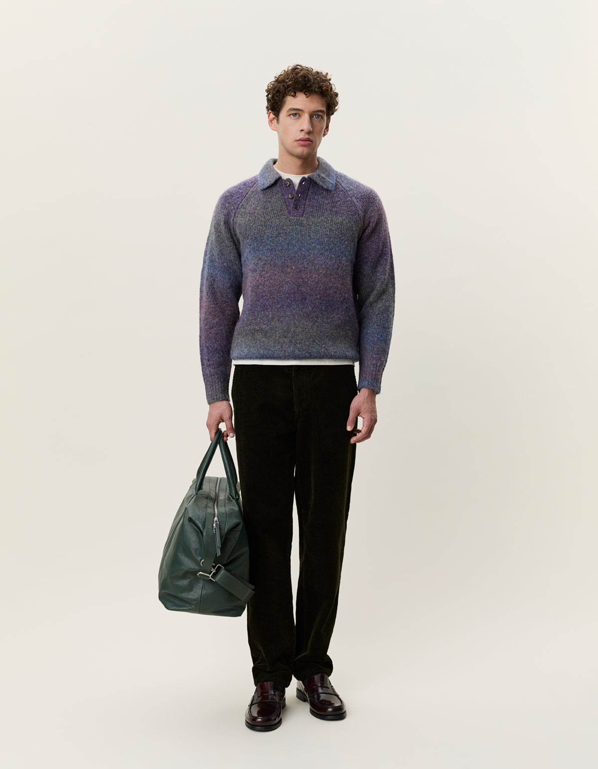 Les Deux Gradient Knitted Polo - Spiced Plum Purple Men's Tops - Sloane Boutique