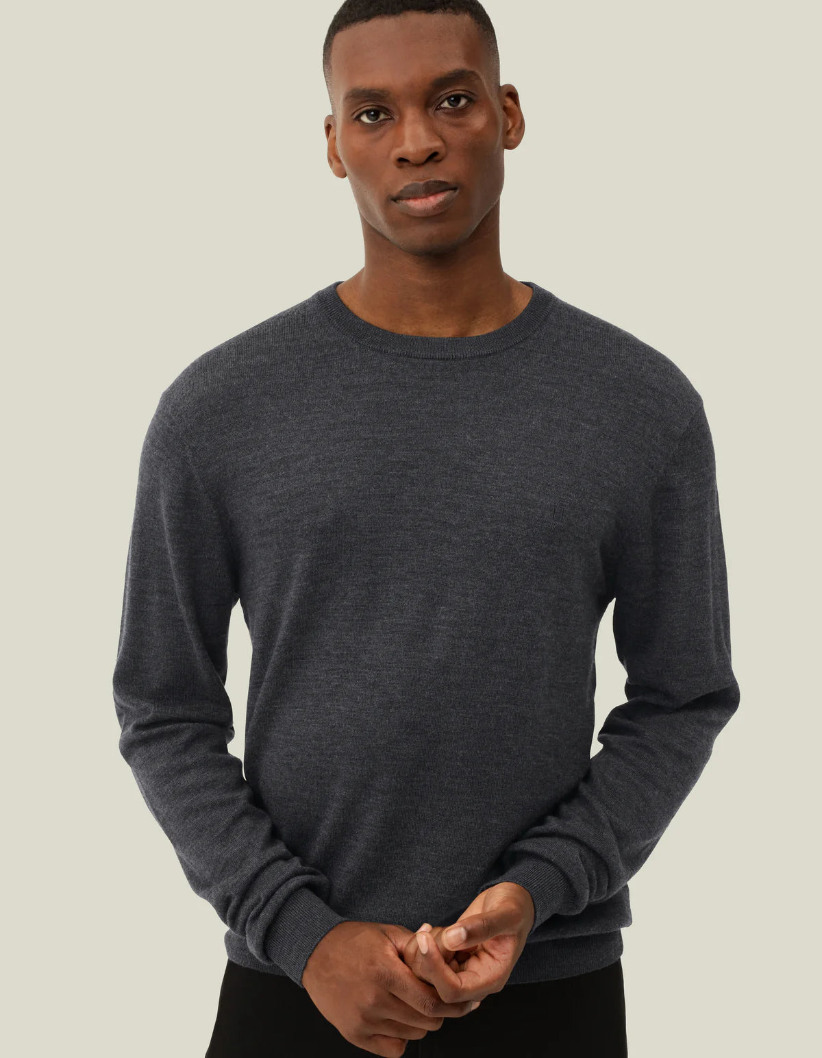 Les Deux Greyson Merino Knit - Dark Grey Melange Men's Tops - Sloane Boutique