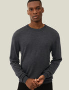 Les Deux Greyson Merino Knit - Dark Grey Melange Men's Tops - Sloane Boutique