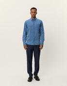 Les Deux Kash Indigo Stripe Shirt - Denim Blue Men's Tops - Sloane Boutique