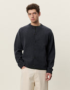 Les Deux Knitted Roundneck Cardigan - Charcoal Melange Men's Tops - Sloane Boutique