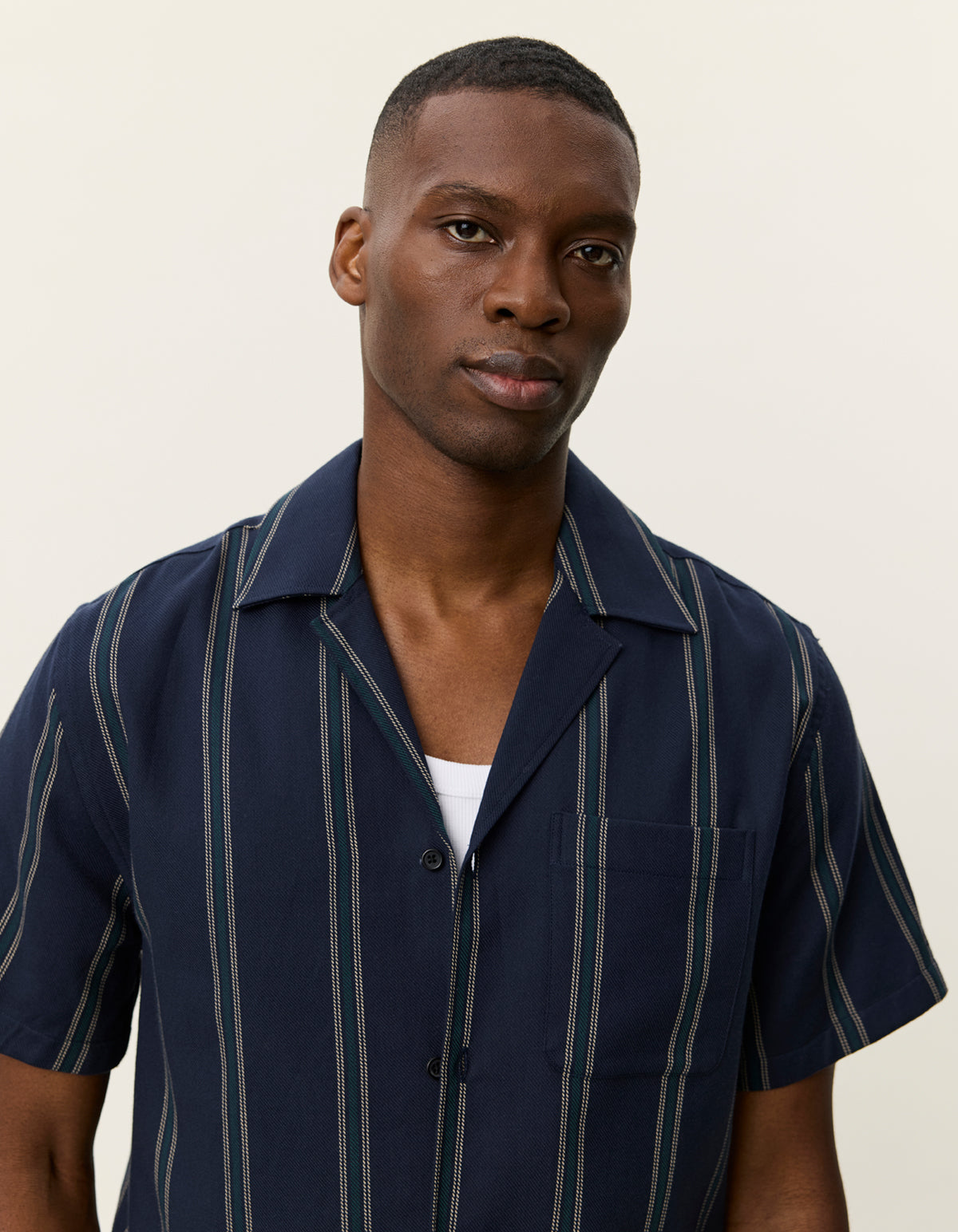 Les Deux Lawson Stripe SS Shirt - Dark Navy Men's Tops - Sloane Boutique