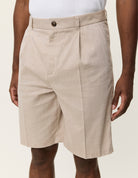 Les Deux Reece Pleated Slub Shorts - Light Sand Men's Bottoms - Sloane Boutique