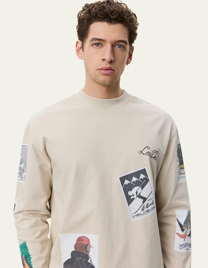 Les Deux Stamp LS Shirt - Light Sand Men's Tops - Sloane Boutique
