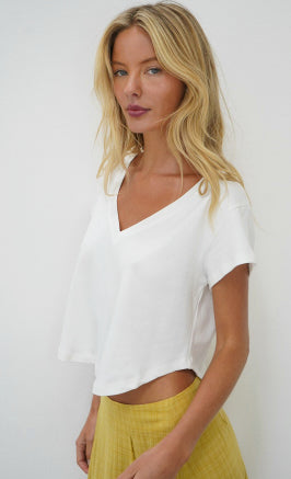 LnA Allie V-Neck Tee - White Women's Tops - Sloane Boutique