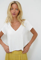 LnA Allie V-Neck Tee - White Women's Tops - Sloane Boutique