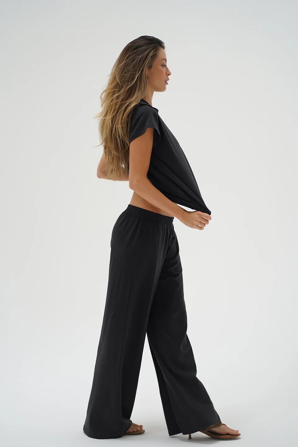 LnA Ava Oversized Spandex Jersey Tee - Black Women's Tops - Sloane Boutique