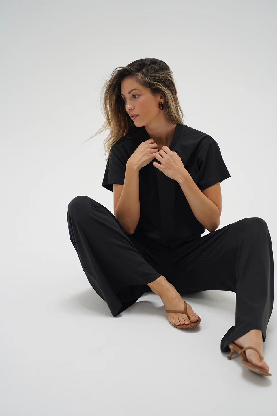 LnA Ava Oversized Spandex Jersey Tee - Black Women's Tops - Sloane Boutique