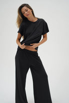 LnA Ava Oversized Spandex Jersey Tee - Black Women's Tops - Sloane Boutique