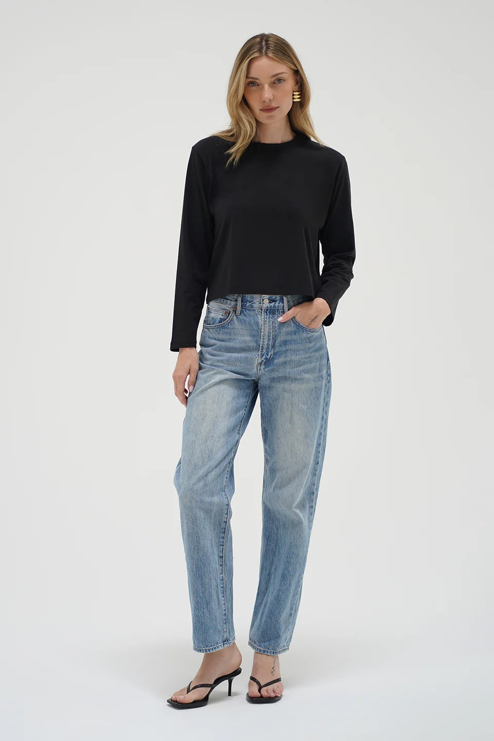 LnA Ava Spandex Jersey Long Sleeve - Black Women's Tops - Sloane Boutique