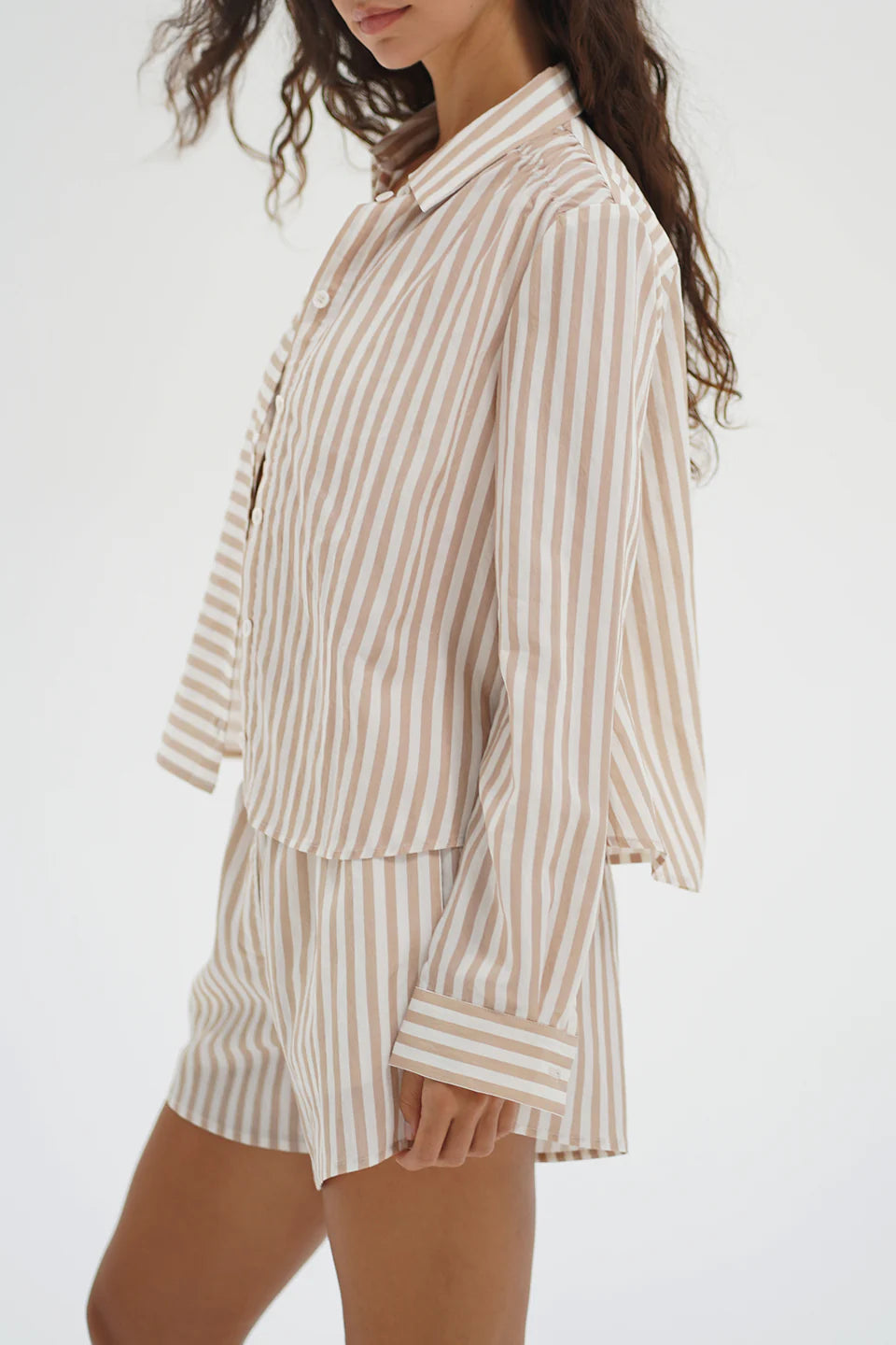 LnA Bondi Button Up Blouse - Sandbar Stripe Women's Tops - Sloane Boutique