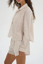 LnA Bondi Button Up Blouse - Sandbar Stripe Women's Tops - Sloane Boutique