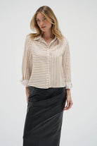 LnA Bondi Button Up Blouse - Sandbar Stripe Women's Tops - Sloane Boutique