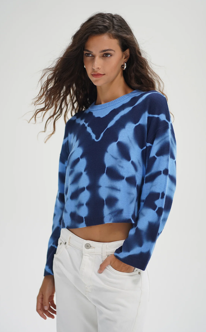 LNA Caprina Tie Dye Sweater - Tyrrhenian Blue Women's Tops - Sloane Boutique