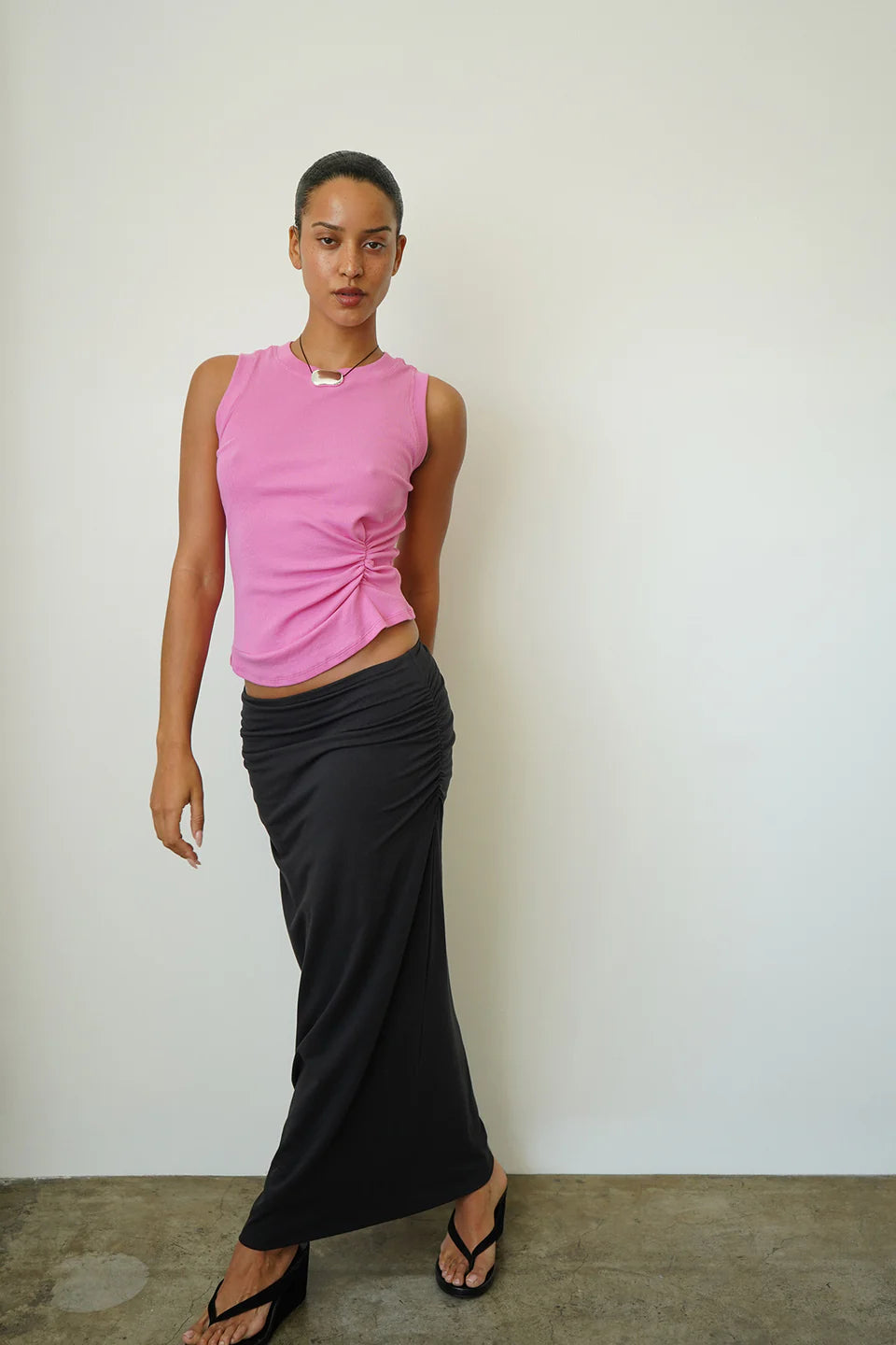 LnA Clem Knotted Rib Tank - Aurora Pink Women's Tops - Sloane Boutique