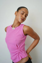 LnA Clem Knotted Rib Tank - Aurora Pink Women's Tops - Sloane Boutique