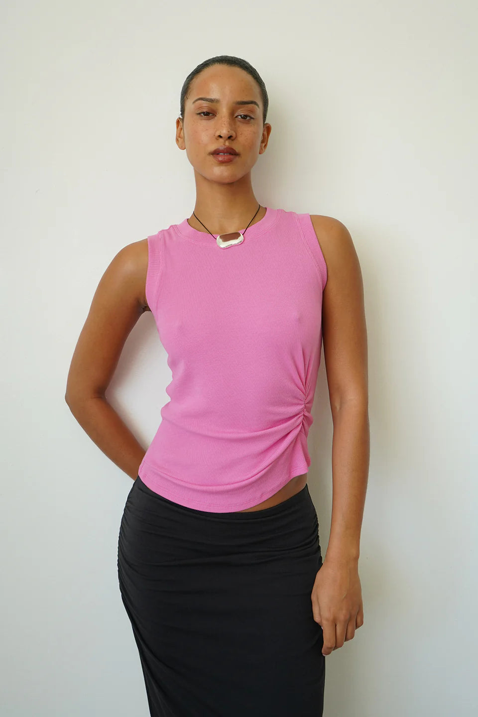 LnA Clem Knotted Rib Tank - Aurora Pink Women's Tops - Sloane Boutique