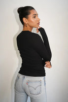 LnA Dalston Ribbed Long Sleeve Tee - Black Women's Tops - Sloane Boutique