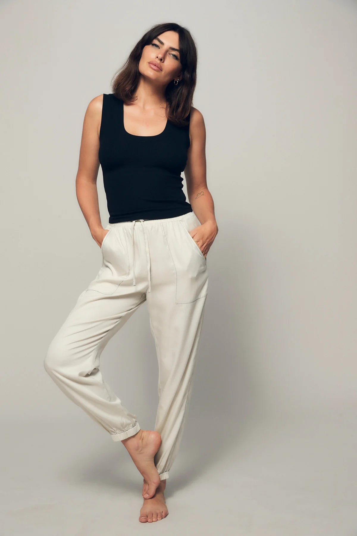 LnA Deep U Ribbed Tank - Black Women's Tops - Sloane Boutique