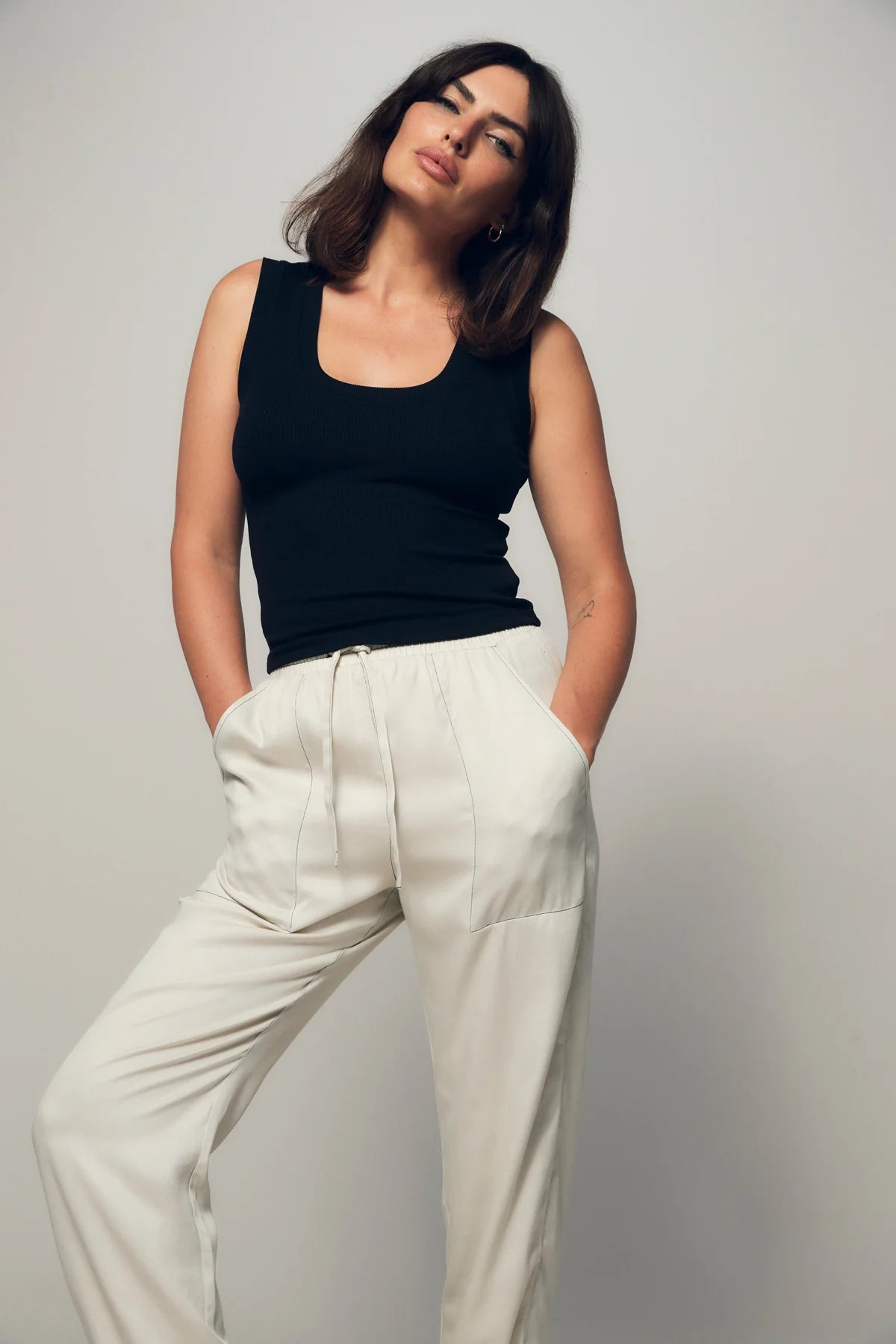 LnA Deep U Ribbed Tank - Black Women's Tops - Sloane Boutique