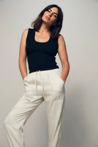 LnA Deep U Ribbed Tank - Black Women's Tops - Sloane Boutique