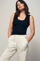 LnA Deep U Ribbed Tank - Black Women's Tops - Sloane Boutique