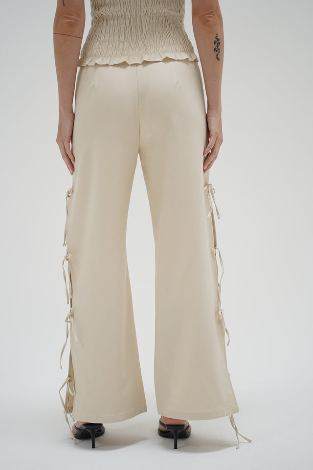 LNA Delia Tie Side Pant - Canvas Cream - Sloane Boutique