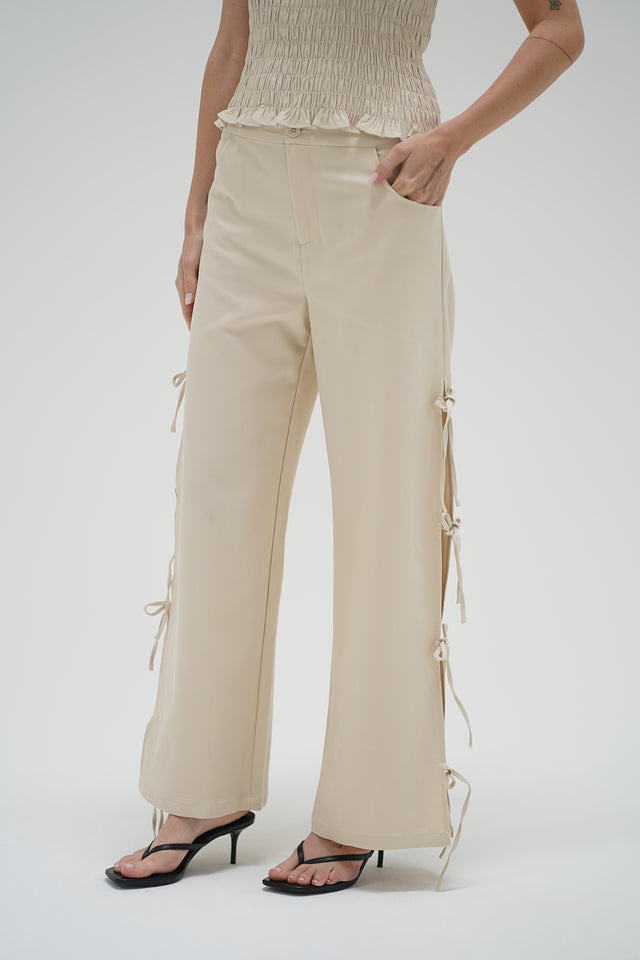 LNA Delia Tie Side Pant - Canvas Cream - Sloane Boutique