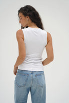 LnA Double Layer Ribbed Scoop Tank - White Women's Tops - Sloane Boutique