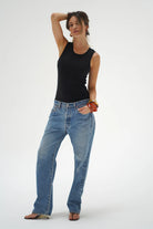 LNA Double Layer Ribbed Tank - Black Women's Tops - Sloane Boutique