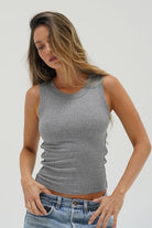 LNA Double Layer Ribbed Tank - Grey Women's Tops - Sloane Boutique