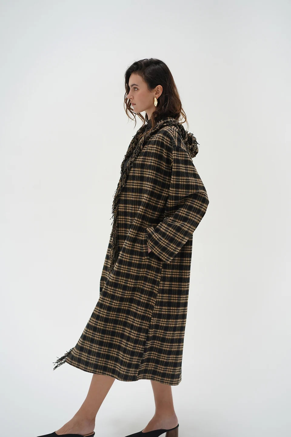 LnA Dutton Coat - Black / Brown Plaid Outerwear - Sloane Boutique