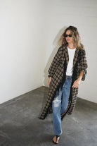 LnA Dutton Coat - Black / Brown Plaid Outerwear - Sloane Boutique
