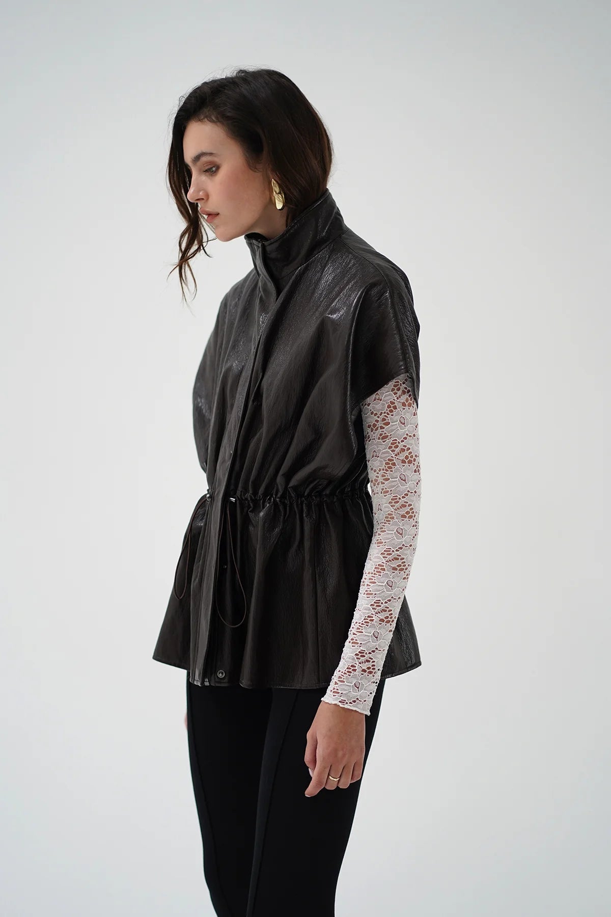 LnA Fairfax Short Sleeve Leather Jacket - Brown Outerwear - Sloane Boutique