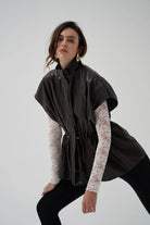 LnA Fairfax Short Sleeve Leather Jacket - Brown Outerwear - Sloane Boutique