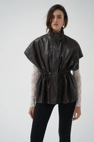 LnA Fairfax Short Sleeve Leather Jacket - Brown Outerwear - Sloane Boutique