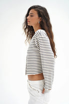 LNA Kincaid Cardigan - Greyscale Stripe Women's Tops - Sloane Boutique