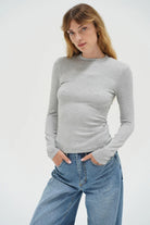 LnA Long Sleeve Dalston Tee - Heather Grey Women's Tops - Sloane Boutique
