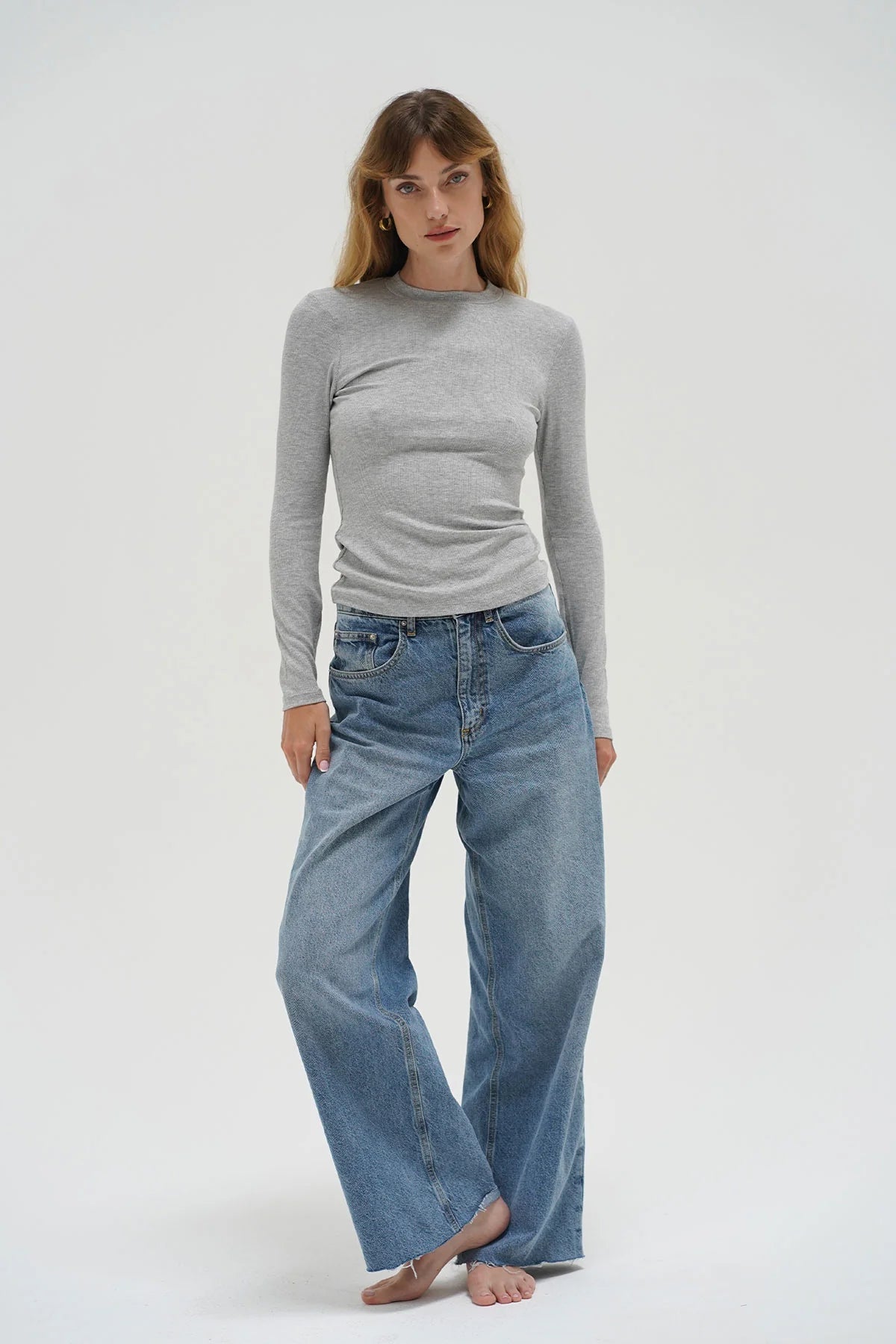 LnA Long Sleeve Dalston Tee - Heather Grey Women's Tops - Sloane Boutique