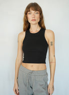 LnA Maya Cotton Rib Tank - Black Women's Tops - Sloane Boutique