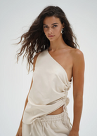 LNA Neela One Shoulder Top - Canvas Cream Women's Tops - Sloane Boutique