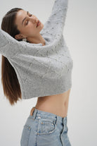 LnA Noma Rhinestone Sweater - Silver Grey Women's Tops - Sloane Boutique