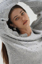 LnA Noma Rhinestone Sweater - Silver Grey Women's Tops - Sloane Boutique